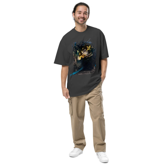 ashxart 100% Cotton Unisex Oversized faded t-shirt