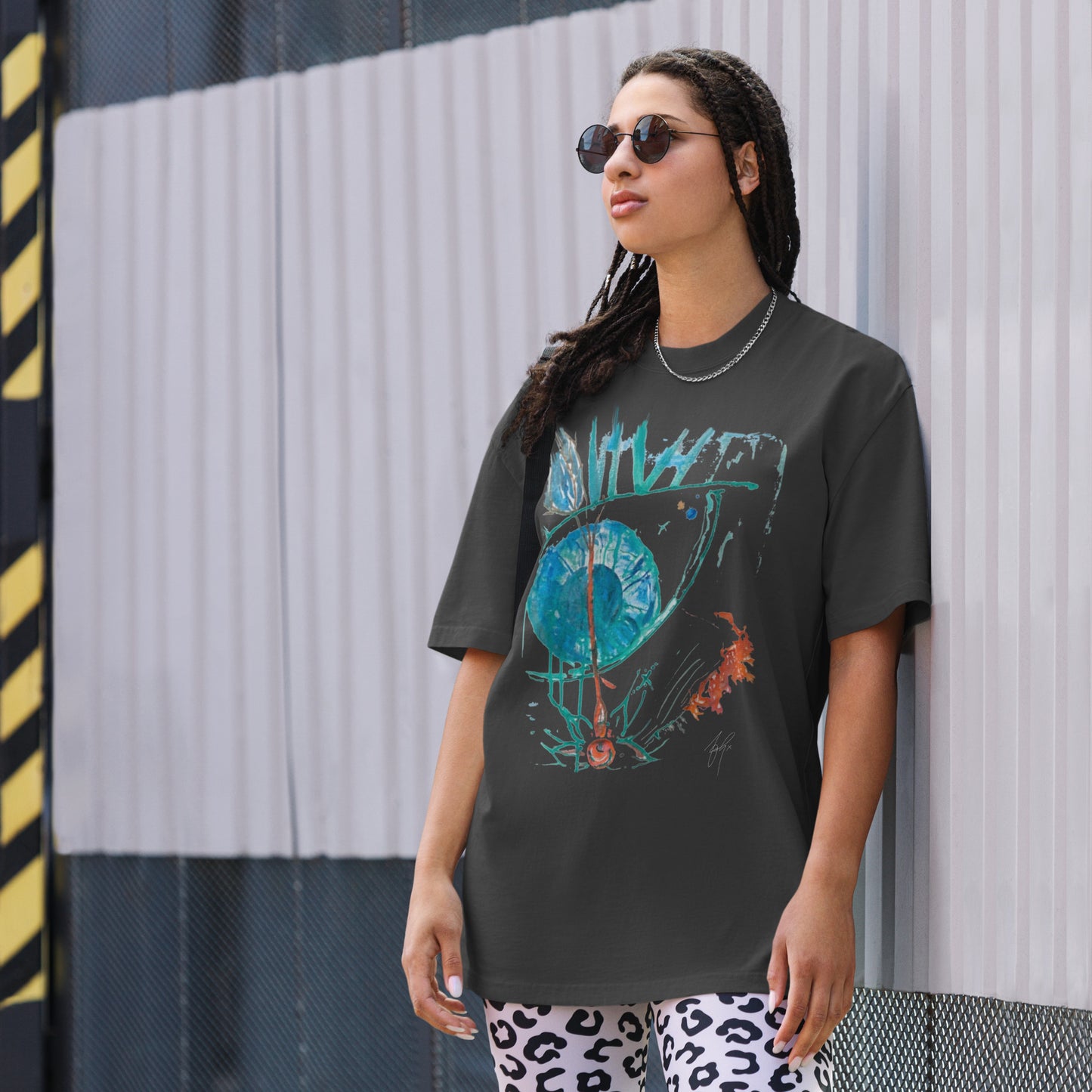 ashxart 100% Cotton Unisex Oversized faded t-shirt