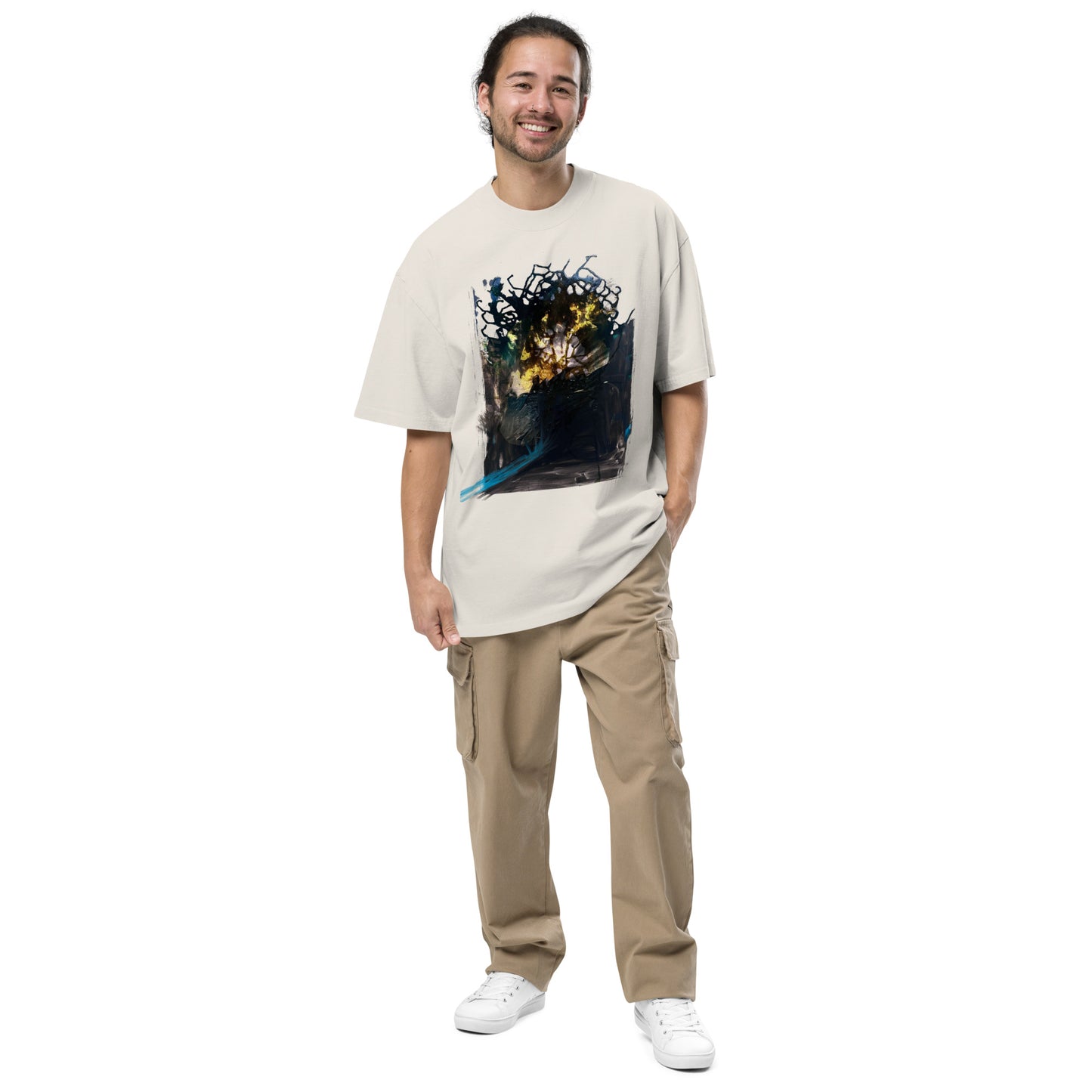 ashxart 100% Cotton Unisex Oversized faded t-shirt