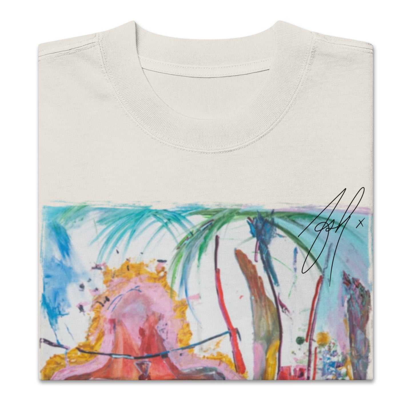 ashxart 100% Cotton Unisex Oversized faded t-shirt