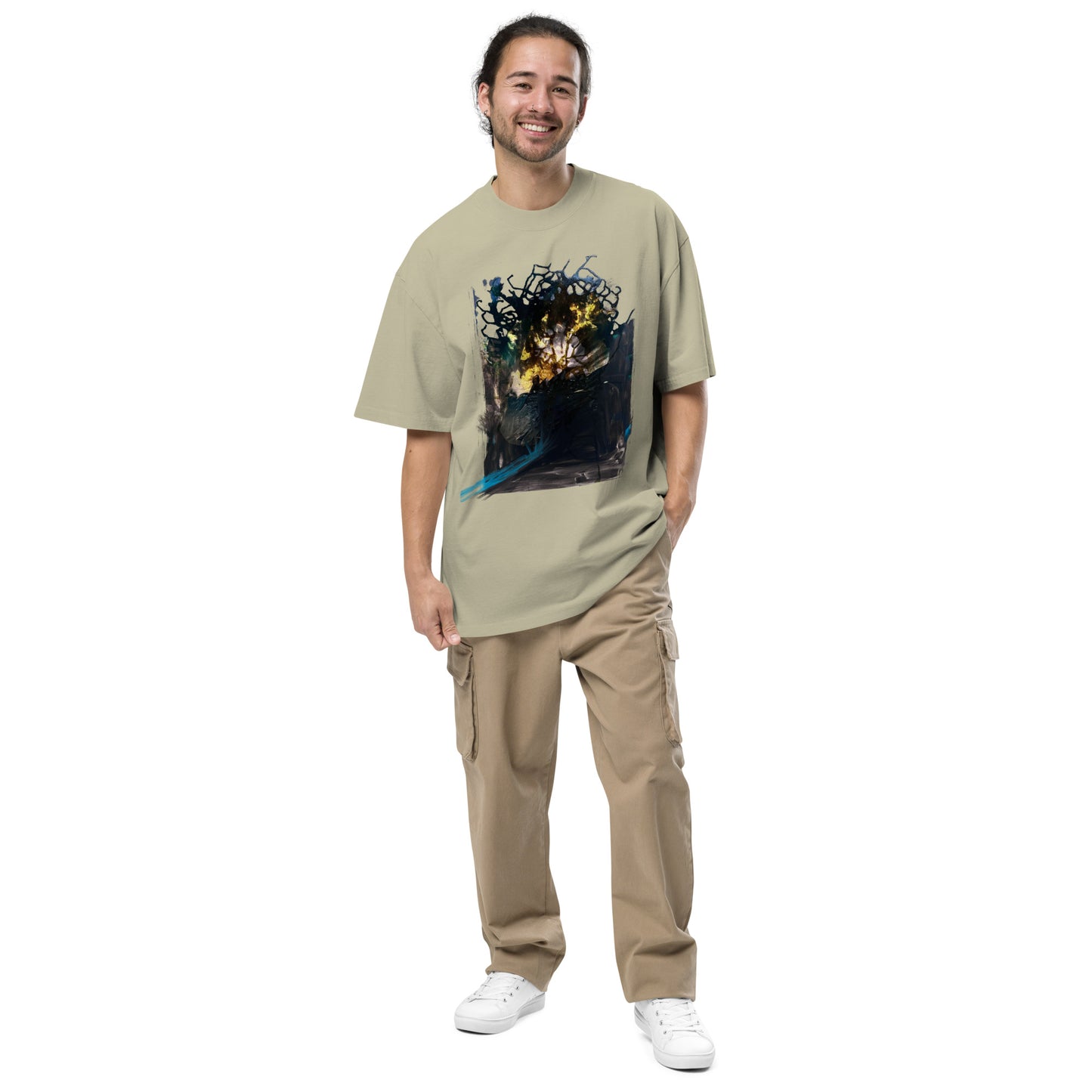 ashxart 100% Cotton Unisex Oversized faded t-shirt